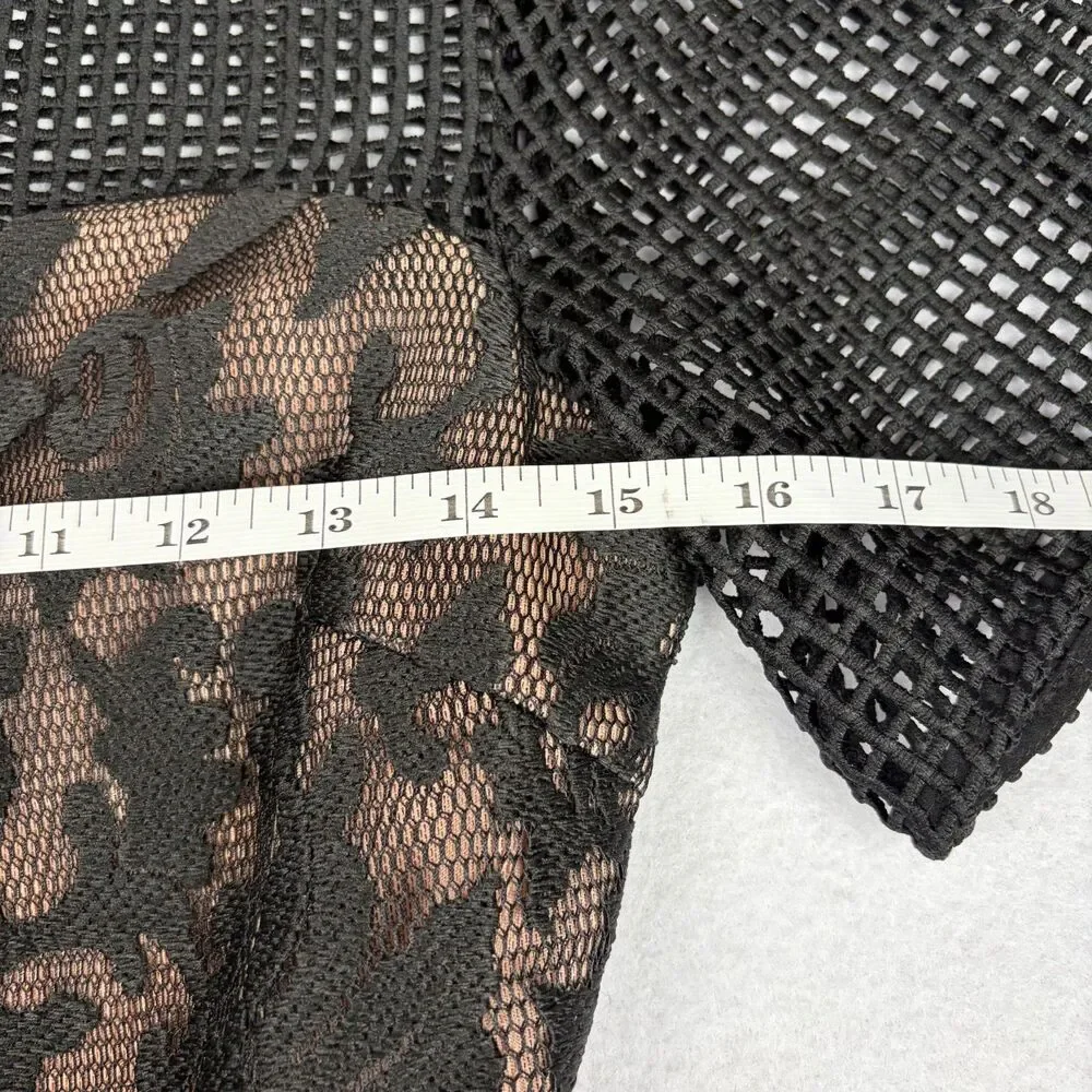 ELLIATT Velosity Midi Cocktail Dress Women's XS Black Neutral Lace Mesh Evening - Picture 7 of 11